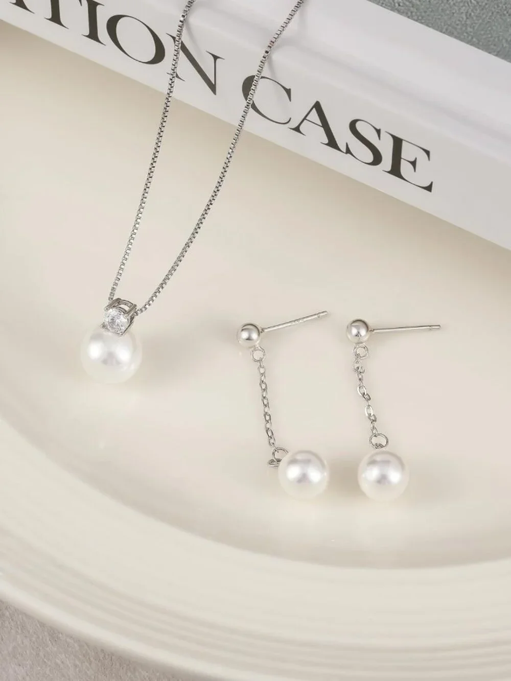 Dainty 925 Sterling Silver Pearl Necklace with CZ Pendant - Perfect for Weddings